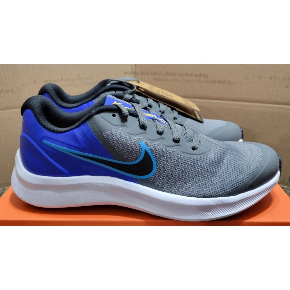 6Y Nike Star Runner 3 (GS) Iron Grey/Black-Blue Lightning DA2776-012 NEW in Box